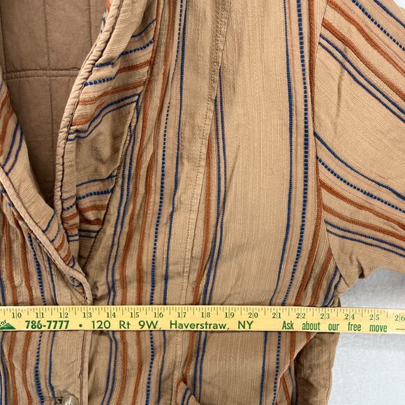FREE PEOPLE Jacket M Astrid Quilted Insulated Oversized Striped Cotton Brown - Picture 13 of 16